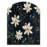 Black & Ivory Elegant Floral Pattern - Asymmetric Metal Wall Clock