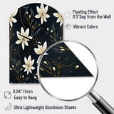 Black & Ivory Elegant Floral Pattern - Asymmetric Metal Wall Clock