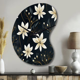 Black & Ivory Elegant Floral Pattern - Asymmetric Metal Wall Clock