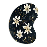 Black & Ivory Elegant Floral Pattern - Asymmetric Metal Wall Clock