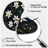 Black & Ivory Elegant Floral Pattern - Asymmetric Metal Wall Clock