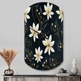 Black & Ivory Elegant Floral Pattern - Asymmetric Metal Wall Clock