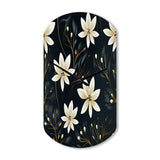 Black & Ivory Elegant Floral Pattern - Asymmetric Metal Wall Clock