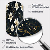 Black & Ivory Elegant Floral Pattern - Asymmetric Metal Wall Clock