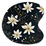 Black & Ivory Elegant Floral Pattern - Asymmetric Metal Wall Clock
