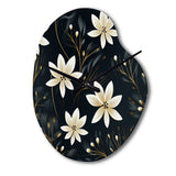 Black & Ivory Elegant Floral Pattern - Asymmetric Metal Wall Clock