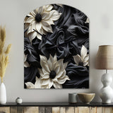 White And Grey Symphony Of Petal Gardens - Asymmetric Metal Wall Clock