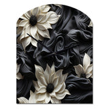 White And Grey Symphony Of Petal Gardens - Asymmetric Metal Wall Clock