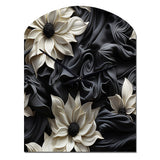 White And Grey Symphony Of Petal Gardens - Asymmetric Metal Wall Clock