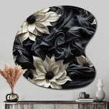 White And Grey Symphony Of Petal Gardens - Asymmetric Metal Wall Clock