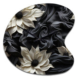 White And Grey Symphony Of Petal Gardens - Asymmetric Metal Wall Clock
