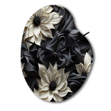 White And Grey Symphony Of Petal Gardens - Asymmetric Metal Wall Clock