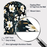 Mystic White And Teal Splendor Gardens - Asymmetric Metal Wall Clock