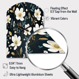 Mystic White And Teal Splendor Gardens - Asymmetric Metal Wall Clock