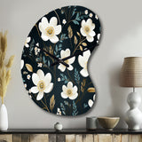 Mystic White And Teal Splendor Gardens - Asymmetric Metal Wall Clock