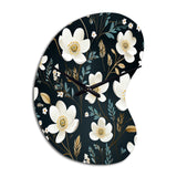 Mystic White And Teal Splendor Gardens - Asymmetric Metal Wall Clock