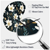 Mystic White And Teal Splendor Gardens - Asymmetric Metal Wall Clock