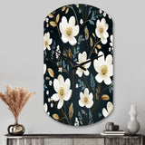 Mystic White And Teal Splendor Gardens - Asymmetric Metal Wall Clock