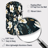 Mystic White And Teal Splendor Gardens - Asymmetric Metal Wall Clock