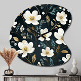 Mystic White And Teal Splendor Gardens - Asymmetric Metal Wall Clock