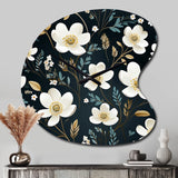 Mystic White And Teal Splendor Gardens - Asymmetric Metal Wall Clock