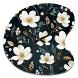 Mystic White And Teal Splendor Gardens - Asymmetric Metal Wall Clock