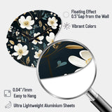 Mystic White And Teal Splendor Gardens - Asymmetric Metal Wall Clock