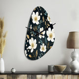 Mystic White And Teal Splendor Gardens - Asymmetric Metal Wall Clock