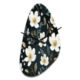 Mystic White And Teal Splendor Gardens - Asymmetric Metal Wall Clock