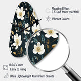 Mystic White And Teal Splendor Gardens - Asymmetric Metal Wall Clock