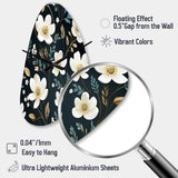Mystic White And Teal Splendor Gardens - Asymmetric Metal Wall Clock