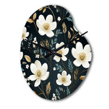 Mystic White And Teal Splendor Gardens - Asymmetric Metal Wall Clock