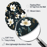 Mystic White And Teal Splendor Gardens - Asymmetric Metal Wall Clock
