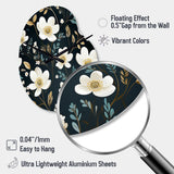 Mystic White And Teal Splendor Gardens - Asymmetric Metal Wall Clock
