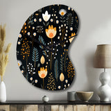 Rustic Black And Yellow Garden Charm - Asymmetric Metal Wall Clock