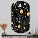 Rustic Black And Yellow Garden Charm - Asymmetric Metal Wall Clock