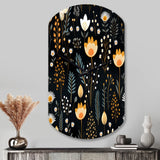 Rustic Black And Yellow Garden Charm - Asymmetric Metal Wall Clock