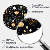 Rustic Black And Yellow Garden Charm - Asymmetric Metal Wall Clock