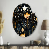 Rustic Black And Yellow Garden Charm - Asymmetric Metal Wall Clock