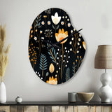 Rustic Black And Yellow Garden Charm - Asymmetric Metal Wall Clock