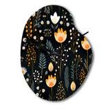 Rustic Black And Yellow Garden Charm - Asymmetric Metal Wall Clock