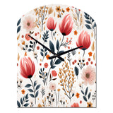 Rustic Pink Garden Charm Floral Pattern - Asymmetric Metal Wall Clock