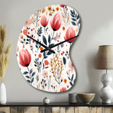 Rustic Pink Garden Charm Floral Pattern - Asymmetric Metal Wall Clock