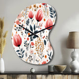 Rustic Pink Garden Charm Floral Pattern - Asymmetric Metal Wall Clock