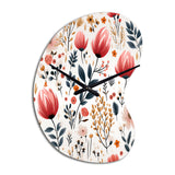 Rustic Pink Garden Charm Floral Pattern - Asymmetric Metal Wall Clock