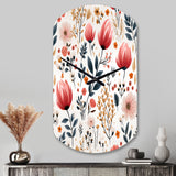 Rustic Pink Garden Charm Floral Pattern - Asymmetric Metal Wall Clock