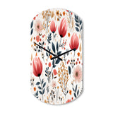 Rustic Pink Garden Charm Floral Pattern - Asymmetric Metal Wall Clock