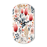 Rustic Pink Garden Charm Floral Pattern - Asymmetric Metal Wall Clock