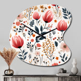 Rustic Pink Garden Charm Floral Pattern - Asymmetric Metal Wall Clock