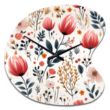 Rustic Pink Garden Charm Floral Pattern - Asymmetric Metal Wall Clock